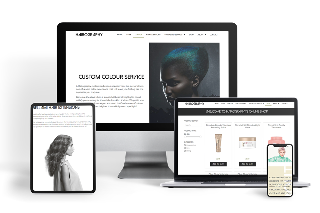 Salon Website design, Kola Digital, Website Design Naas, Hairography Naas,