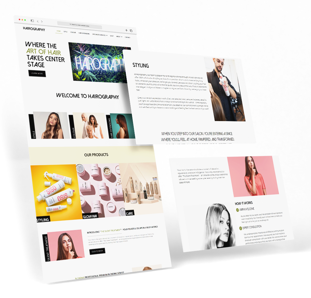 Salon Website in Ireland,Website for Hair Salon, Kola Digital,